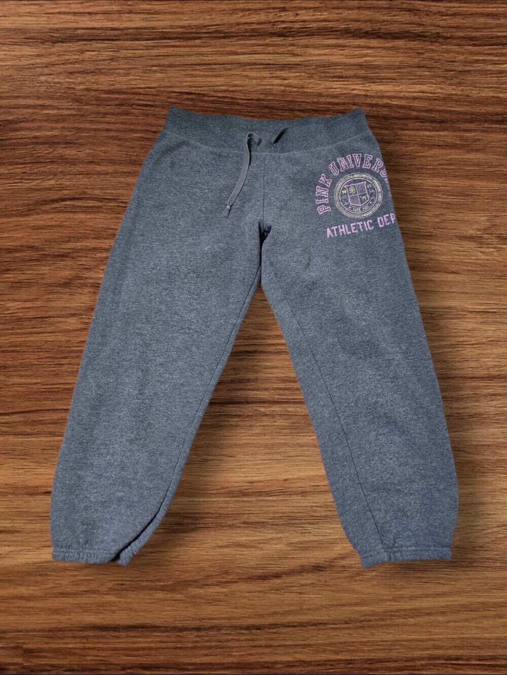 PINK Victoria's Secret Vintage Y2K Gray Cropp Sweatpants with Pink Logo